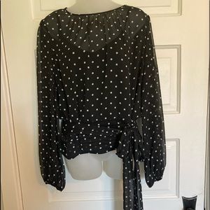 White House Black Market black and white polka dot blouse